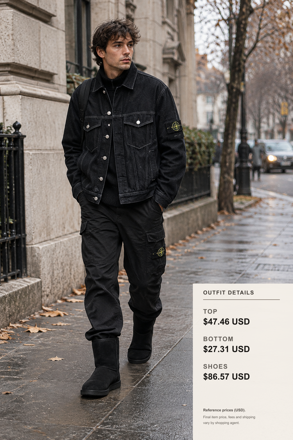 stone island Black Jacket Winter Looks outfit 1 full-body street style for fashionreps