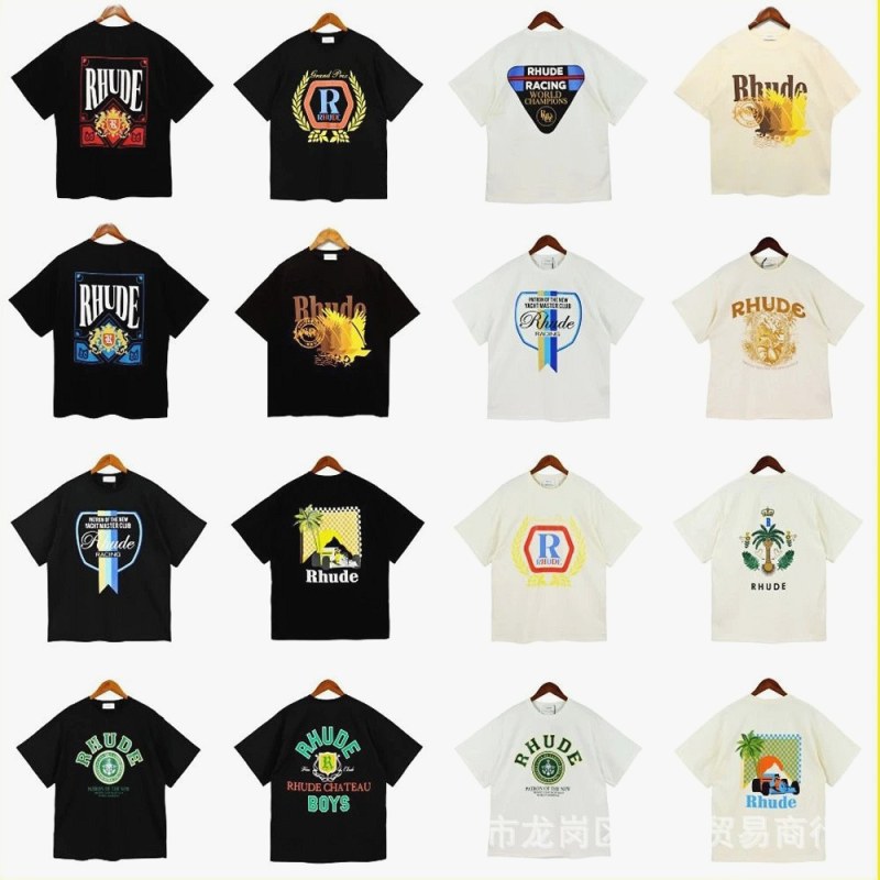 Rhude Trendy T-Shirts with Various Printed Designs Review: A 240g Cotton Tee at USD 8.36, Measured and Worn